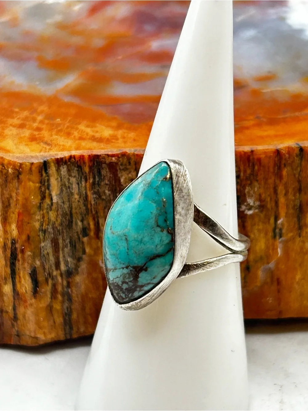 Southwest Sterling Silver Turquoise Ring - Size 7